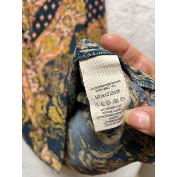 Free People Magic Mystery Tunic Size XS Boho Flared Sleeve V Neck Flowy Pattern - Picture 6 of 11